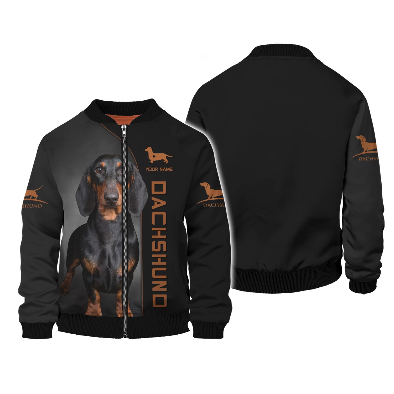 Dachshund Personalized Name 3D Zipper Hoodie Gift For Dachshund Lovers