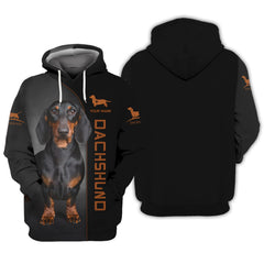 Dachshund Personalized Name 3D Zipper Hoodie Gift For Dachshund Lovers