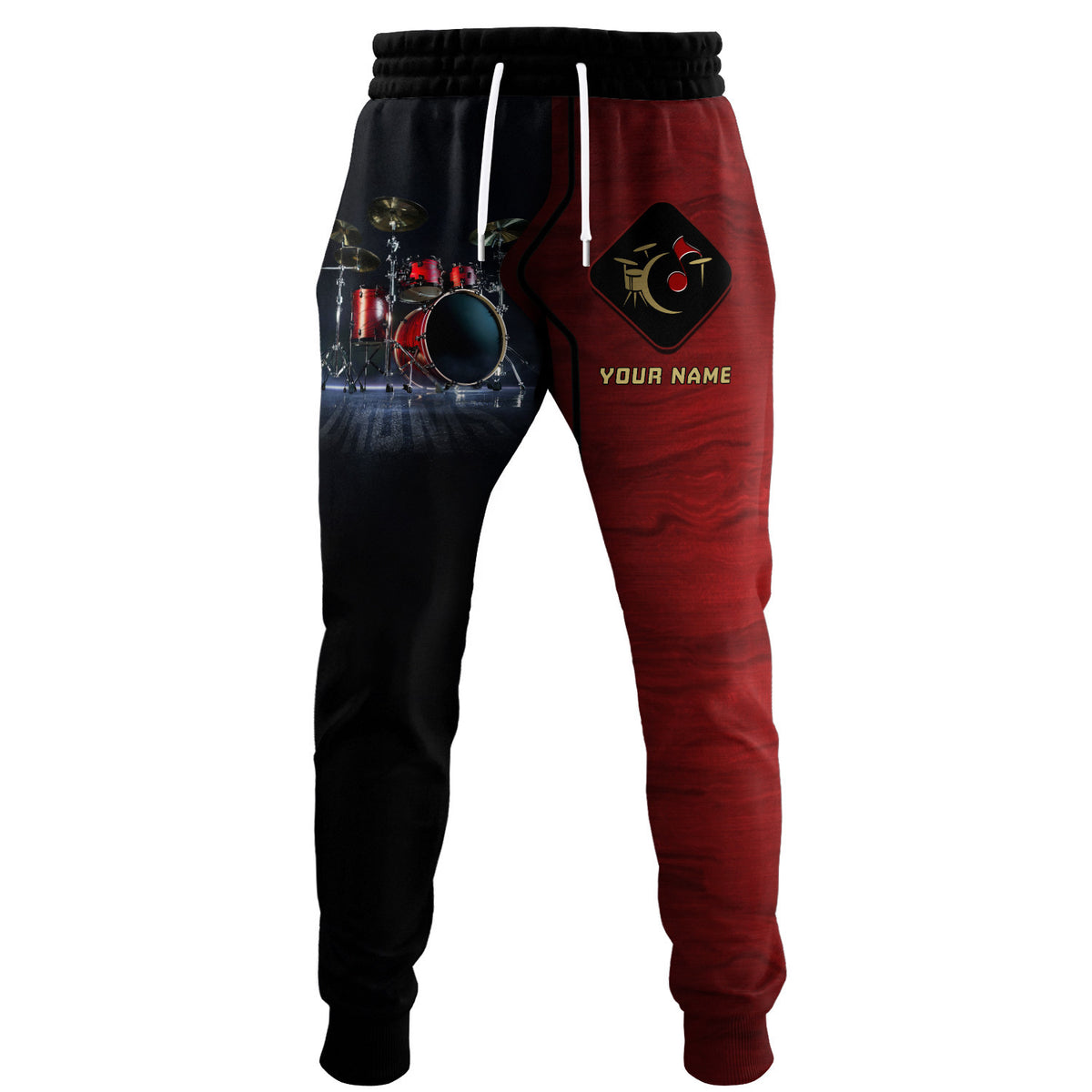 Red Drum Set Personalized Name 3D Sweatpants Gift For Drum Lovers