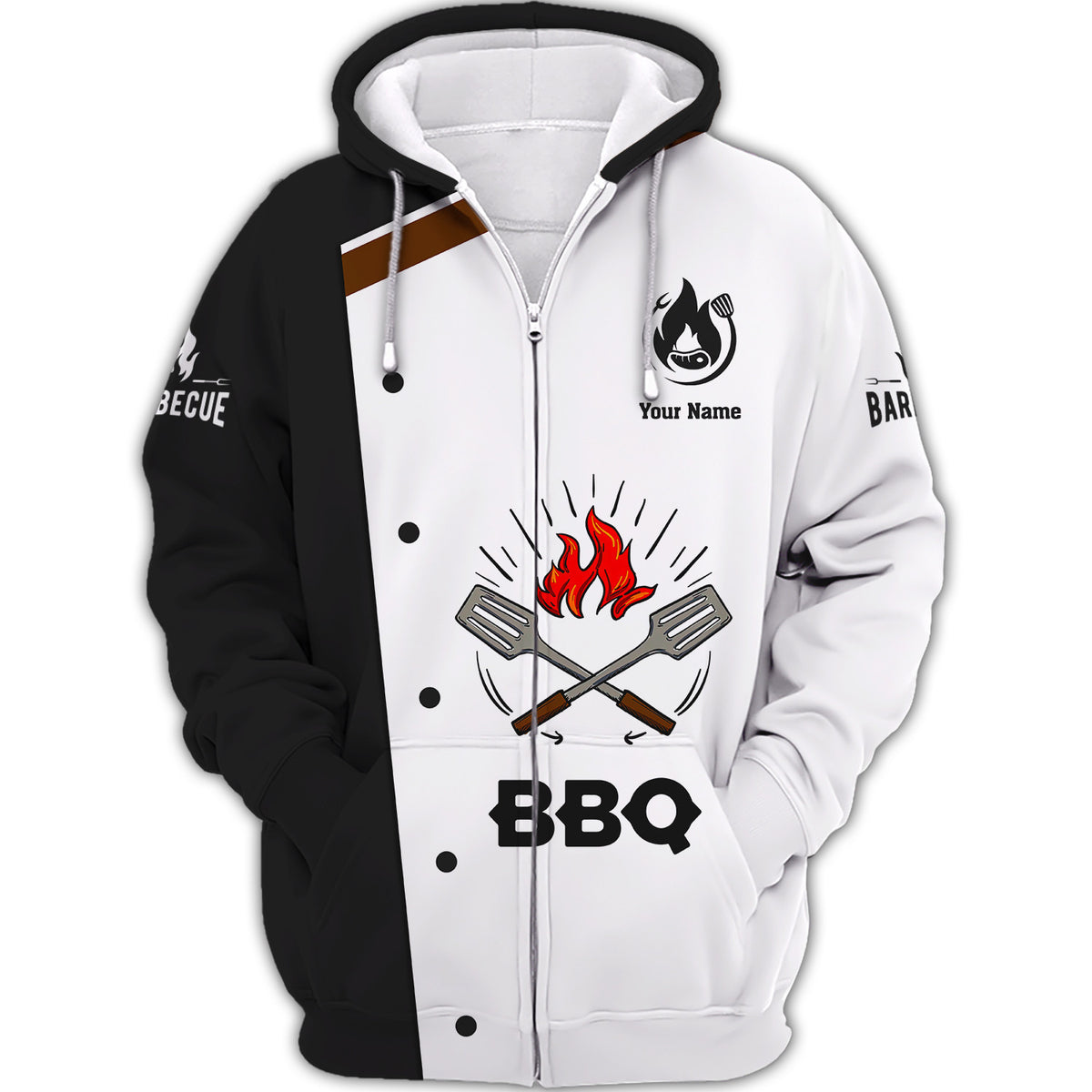 BBQ Chef Personalized Name 3D Zipper Hoodie Gift For BBQ Chefs