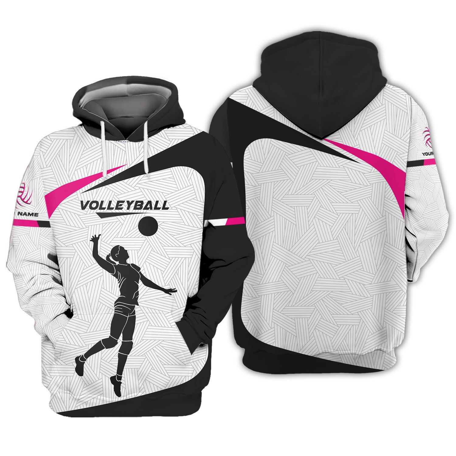 Volleyball Personalized Name Zipper Hoodie Gift For Volleyball lover