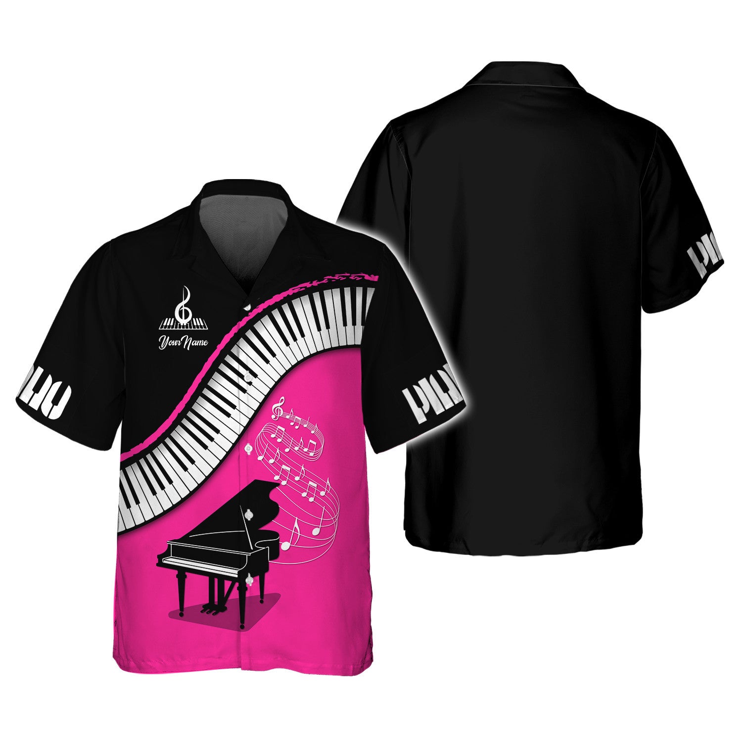 Piano Custom Zipper Hoodie Pianist 3D Shirts Black & Pink Ver