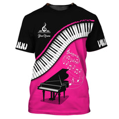 Piano Custom Zipper Hoodie Pianist 3D Shirts Black & Pink Ver