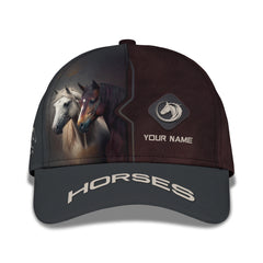 Beautiful Horses Personalized Name 3D Classic Cap Gift For Men & Woman