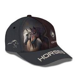 Beautiful Horses Personalized Name 3D Classic Cap Gift For Men & Woman