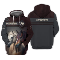 Beautiful Horses Personalized Name 3D T Shirt Gift For Men & Woman