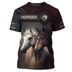 Beautiful Horses Personalized Name 3D T Shirt Gift For Men & Woman