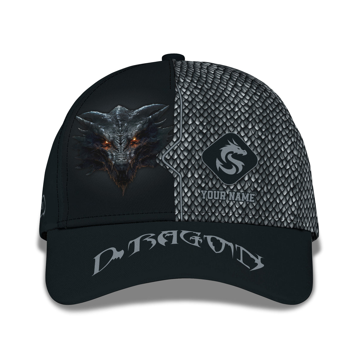 Black Dragon In Clouds Personalized Name 3D Classic Cap