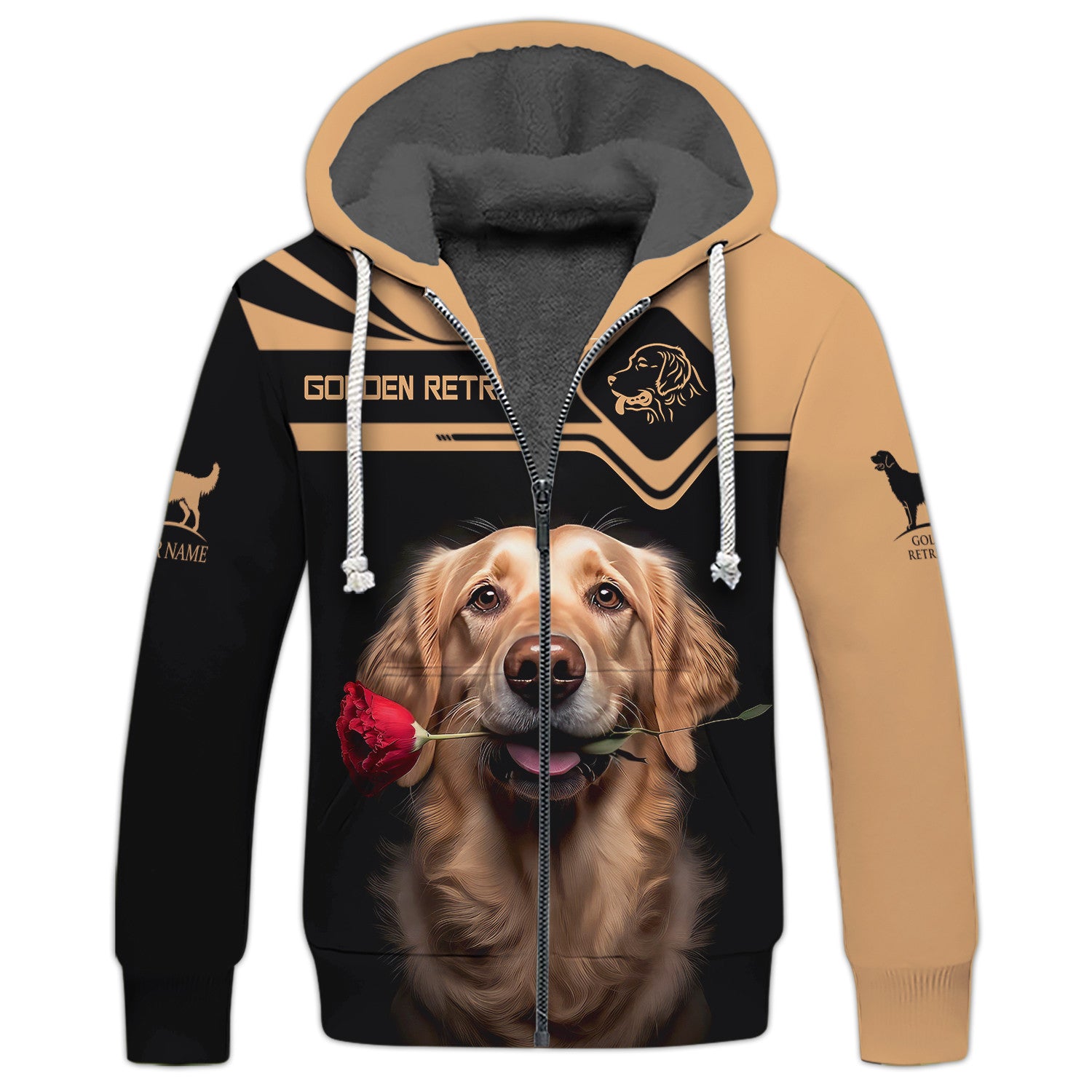 Beautiful Golden Retriever With Flower Personalized Name 3D T Shirt