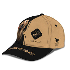 Beautiful Golden Retriever With Flower Personalized Name 3D Classic Cap