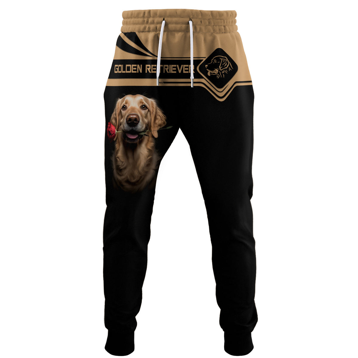 Beautiful Golden Retriever With Flower Personalized Name 3D Sweatpants