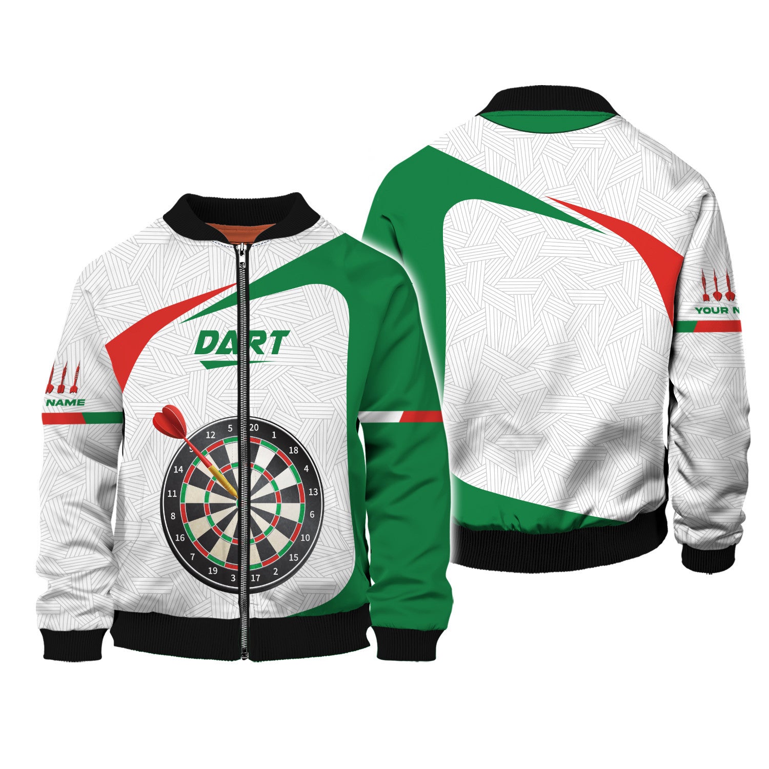 Love Darts Green Design Custom Name 3D Polo Shirt