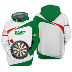 Love Darts Green Design Custom Name 3D Zipper Hoodie