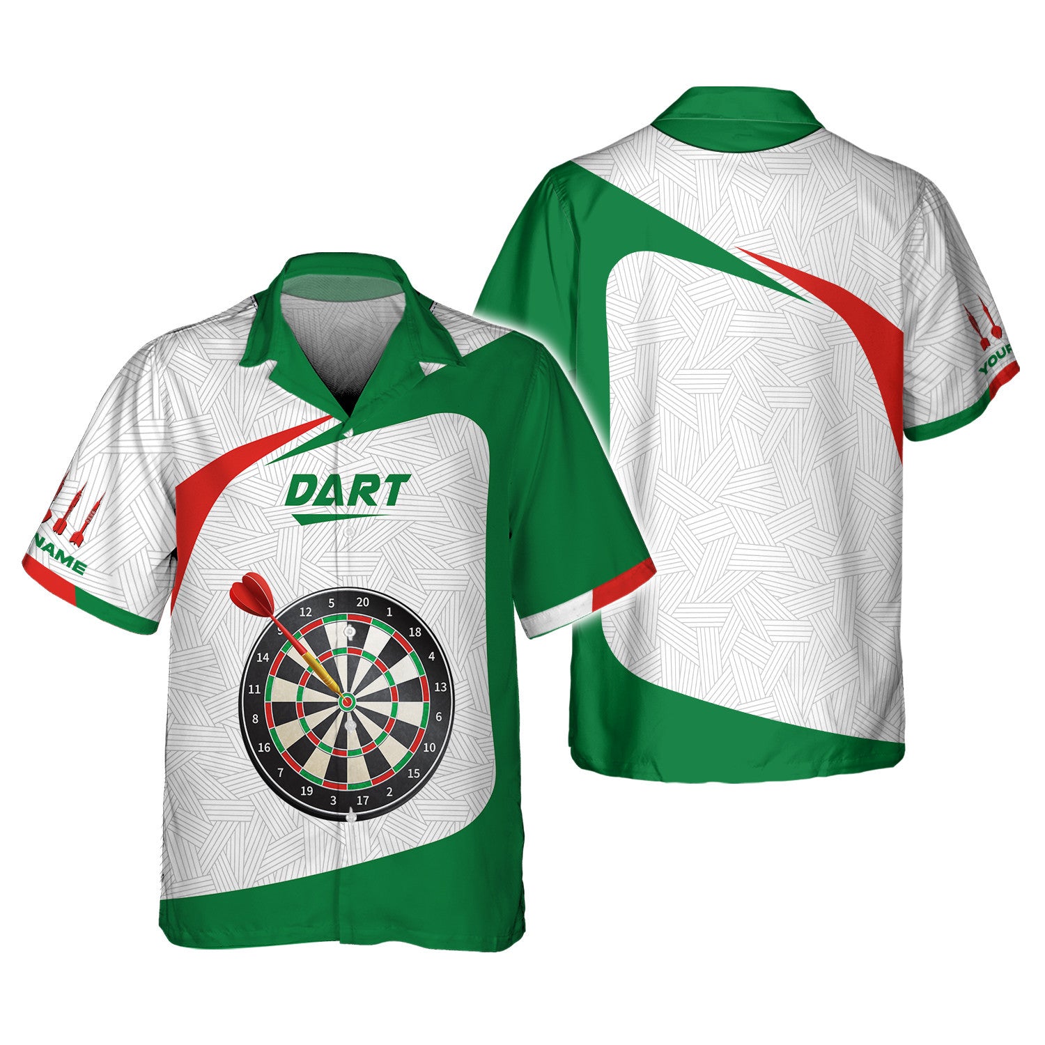 Love Darts Green Design Custom Name 3D Polo Shirt