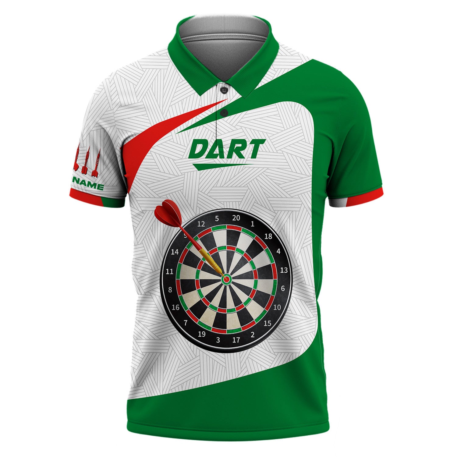 Love Darts Green Design Custom Name 3D Zipper Hoodie