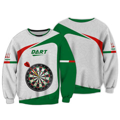 Love Darts Green Design Custom Name 3D Zipper Hoodie