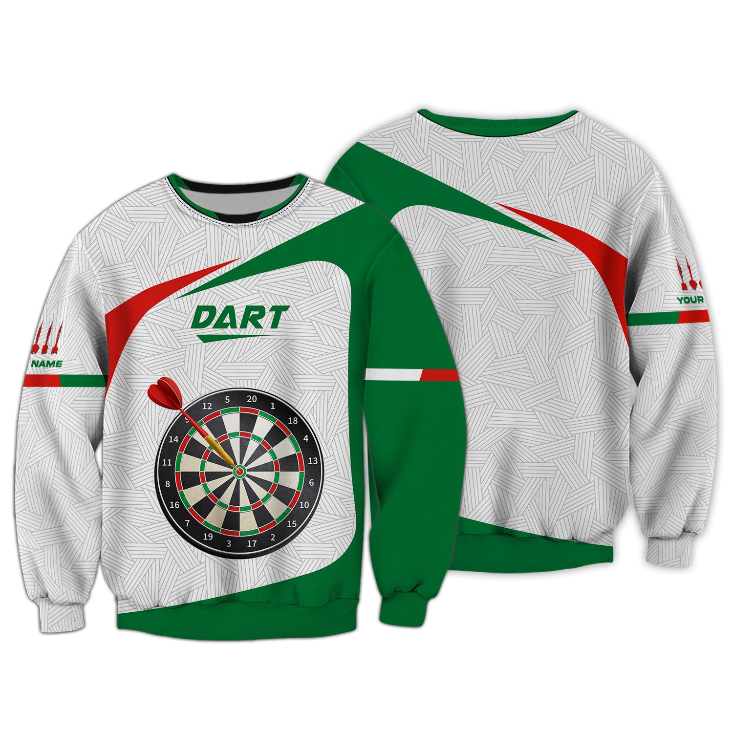 Love Darts Green Design Custom Name 3D Polo Shirt