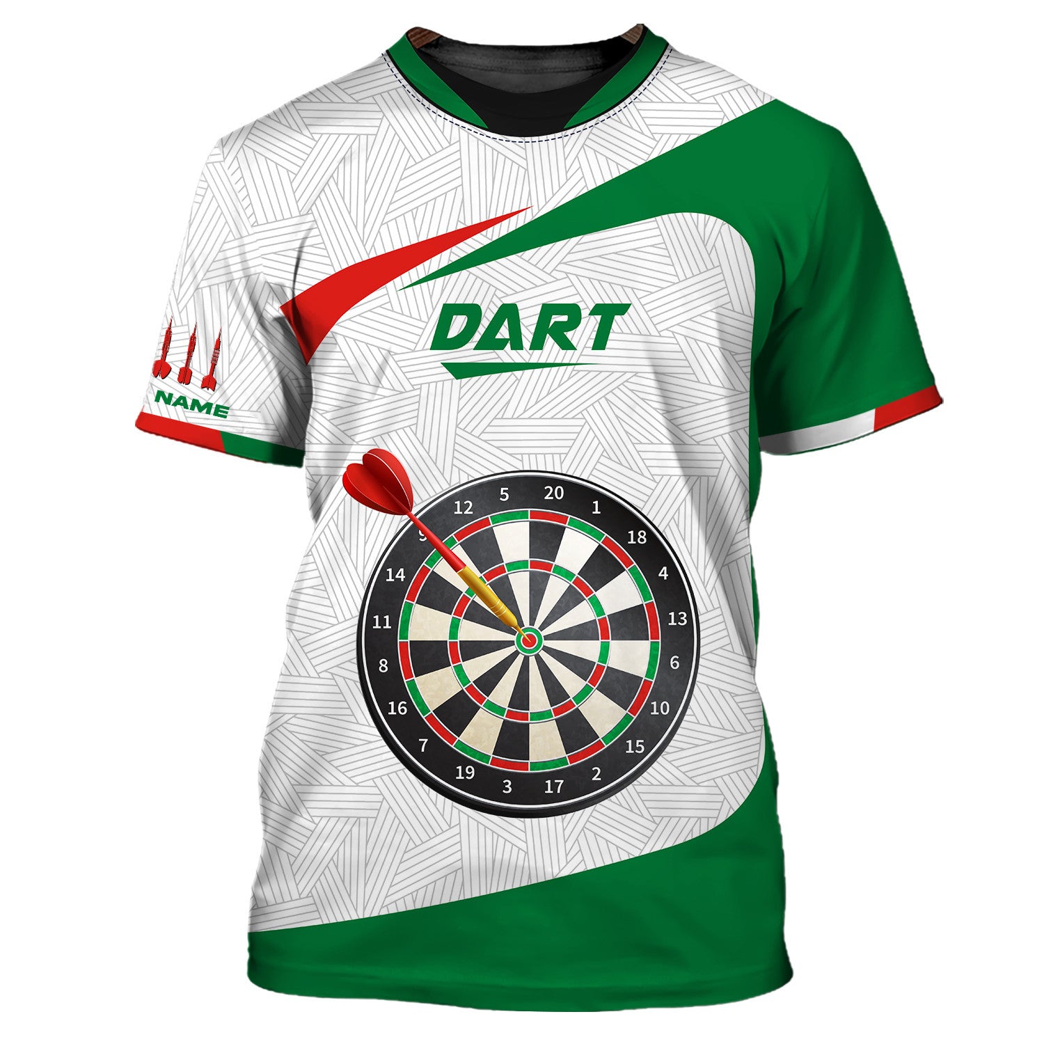 Love Darts Green Design Custom Name 3D Polo Shirt