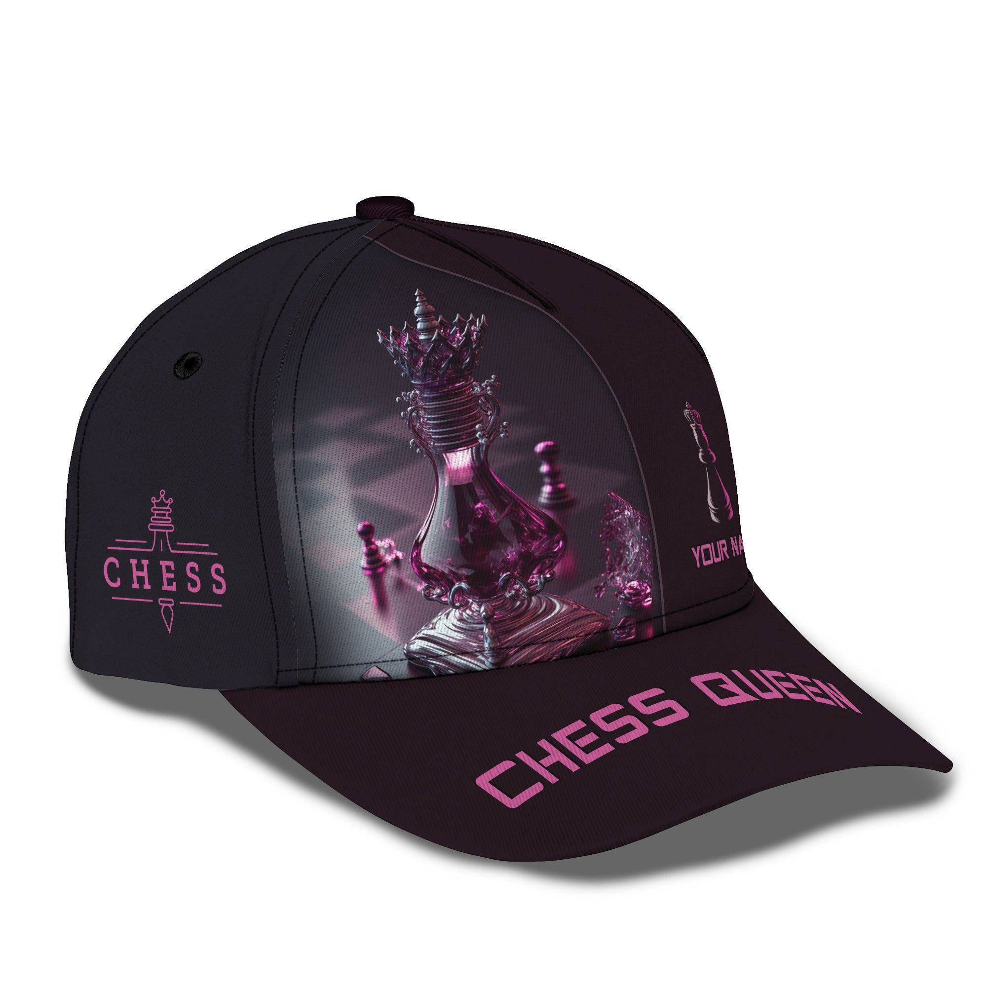 Chess Queen Personalized Name 3D Classic Cap Gift For Chess Lovers