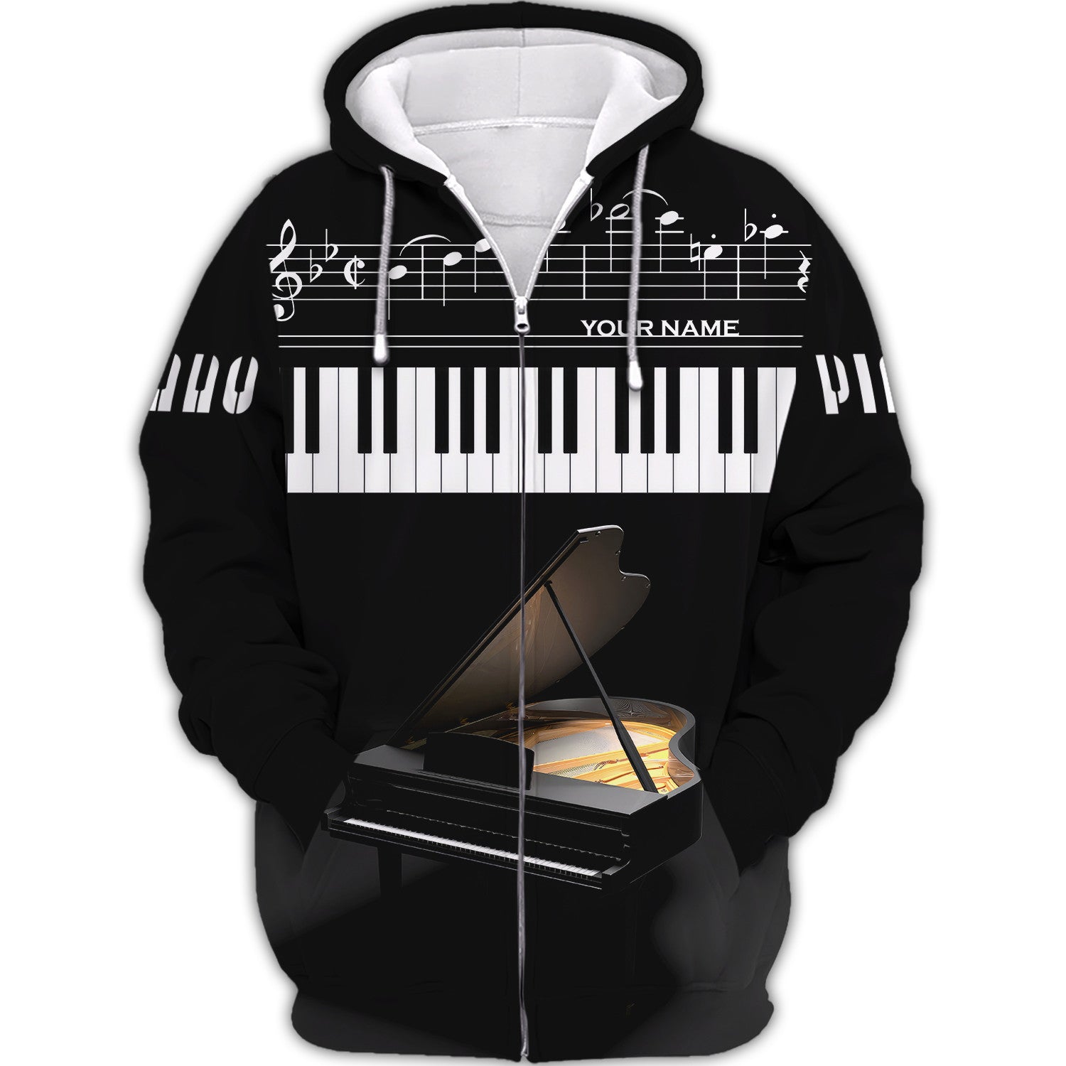 Piano Keys Design Personalized Name 3D Shirt Gift For Men & Woman