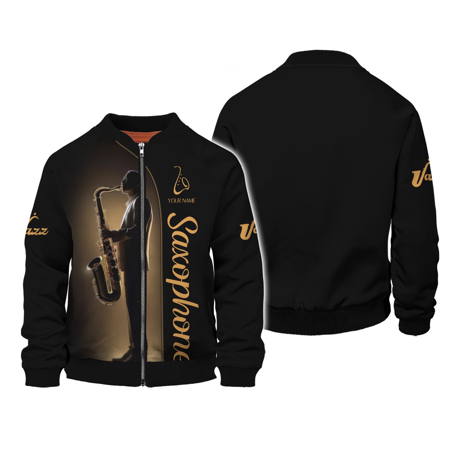 A Man Playing A Saxophone Custom Name 3D Zipper Hoodie Gift For Saxophone Lovers