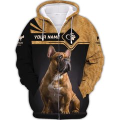 French Bulldog Personalized Name 3D Zipper Hoodie Gift For French Bulldog Lovers