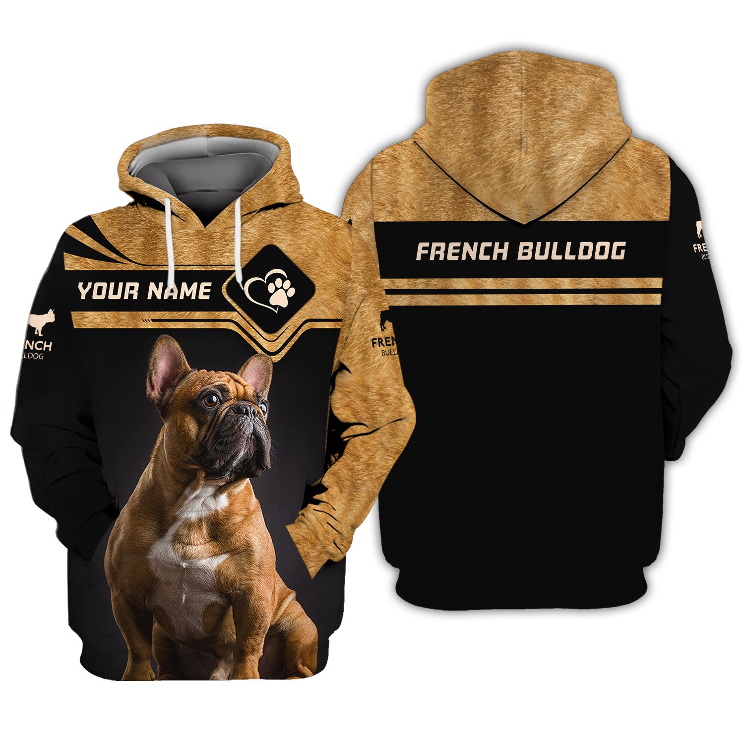 French Bulldog Personalized Name 3D Zipper Hoodie Gift For French Bulldog Lovers