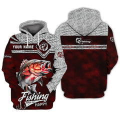 Fishing Make Me Happy Personalized Name 3D Shirt For Men & Woman Love Fishing