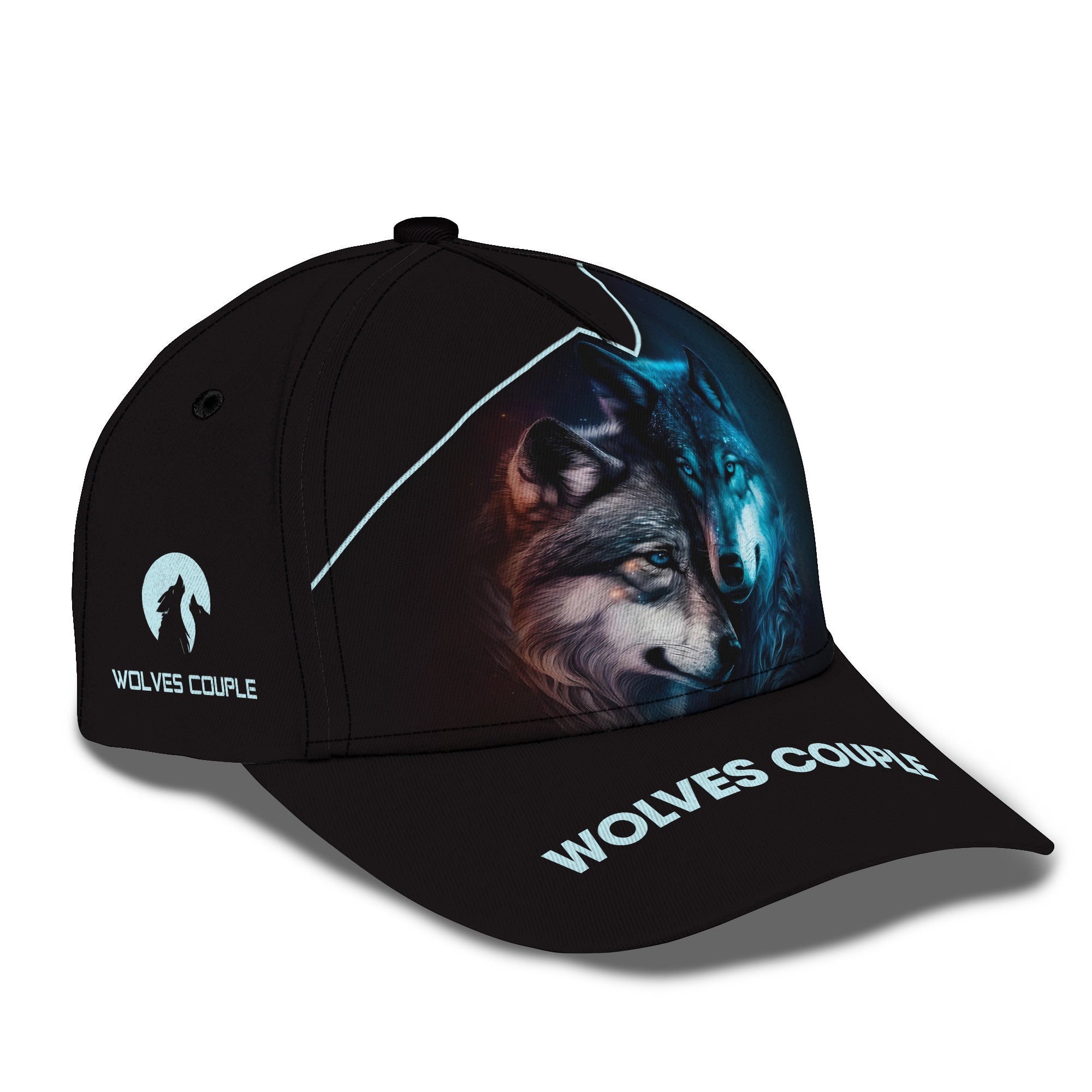 Wolf Couple Personalized Name 3D Classic Cap for Men Women 3D Full Print Classic Cap