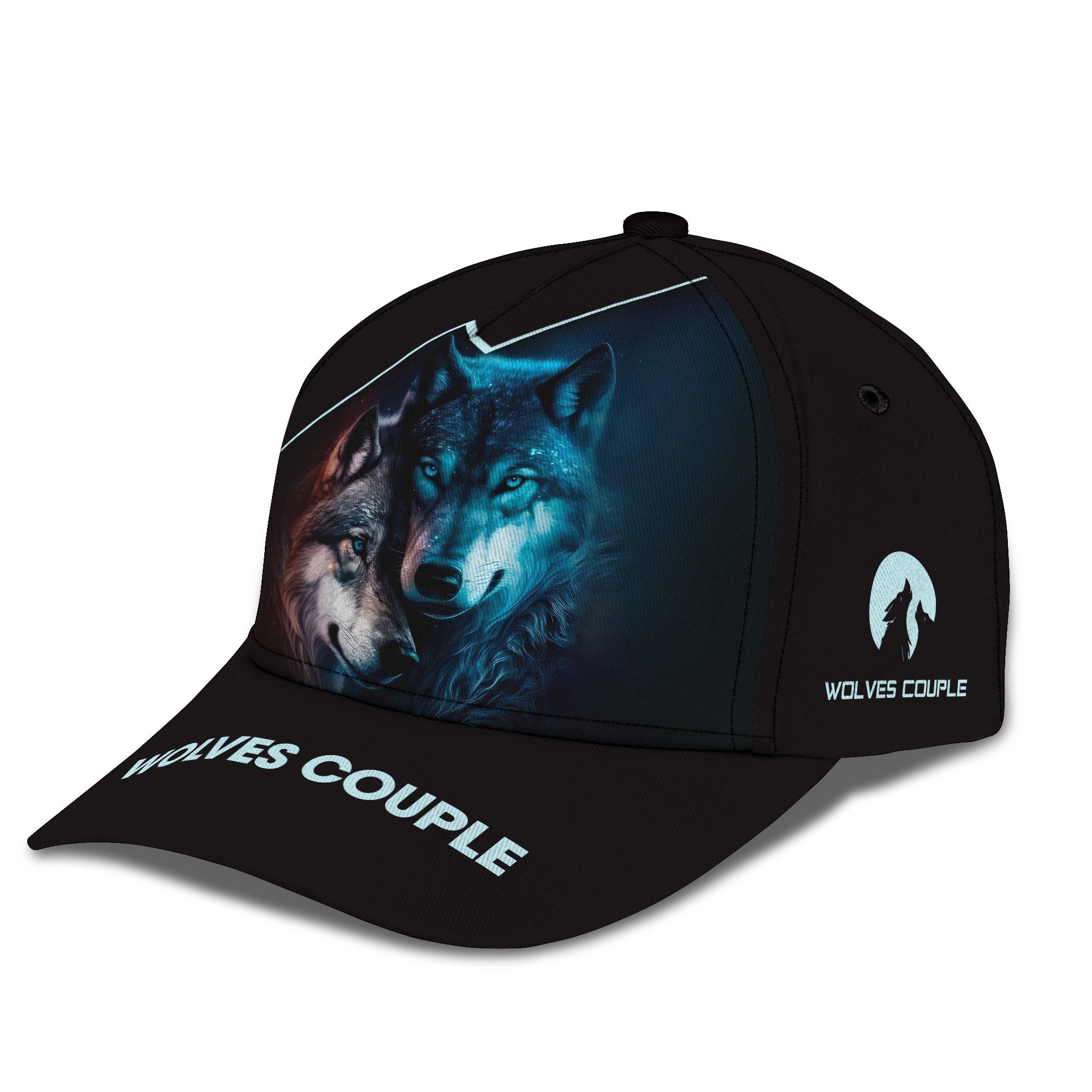 Wolf Couple Personalized Name 3D Classic Cap for Men Women 3D Full Print Classic Cap