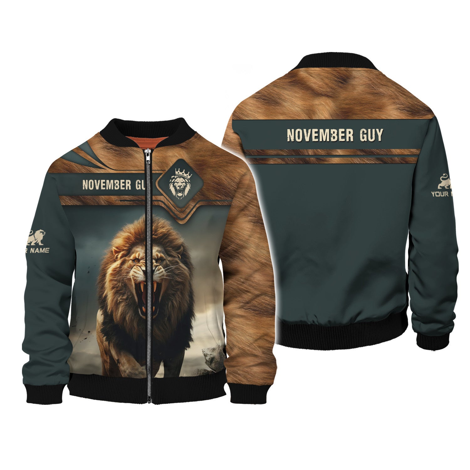 November Guy Personalized Name Roaring Lion in Mountains Shirts