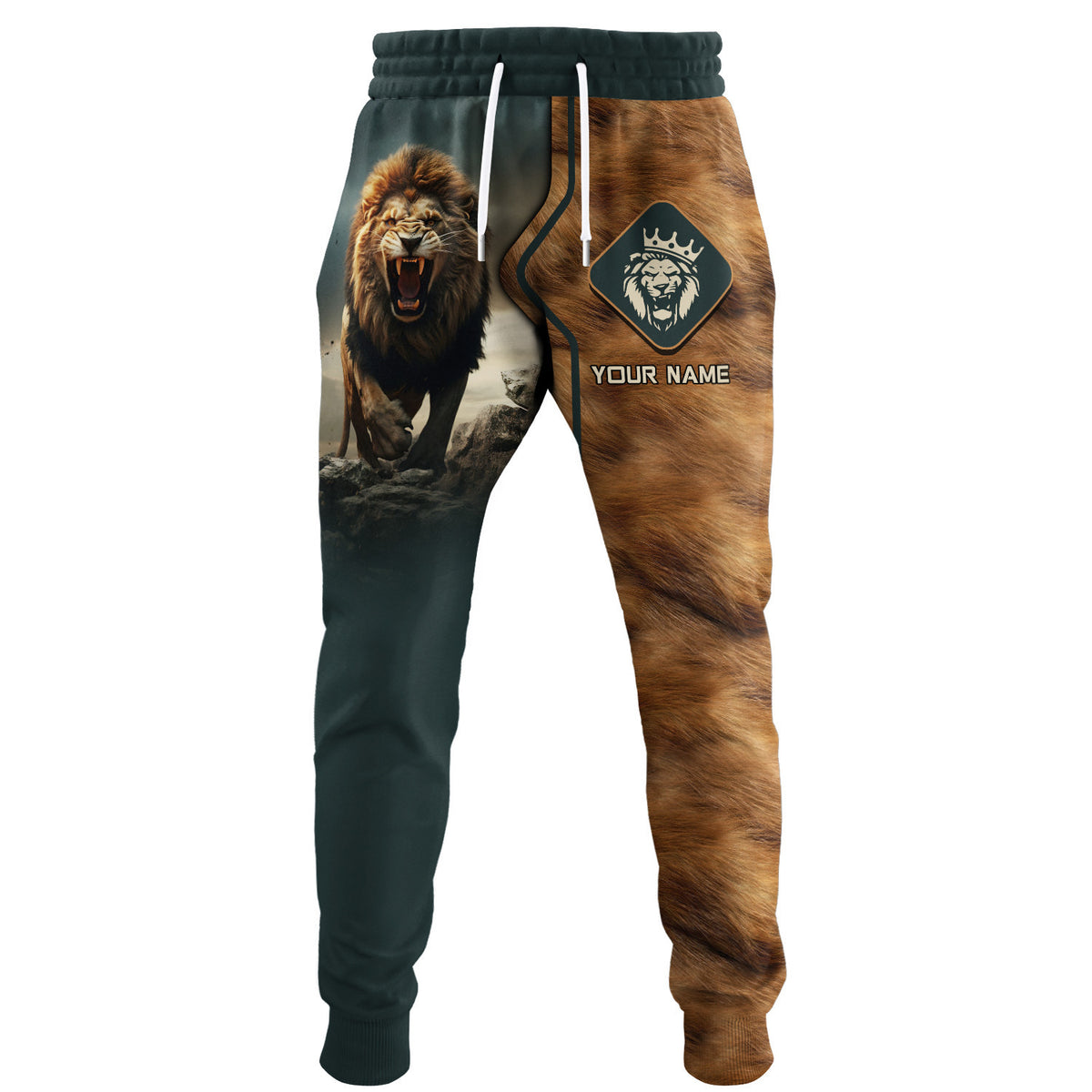 November Guy Personalized Name Roaring Lion in Mountains Sweatpants