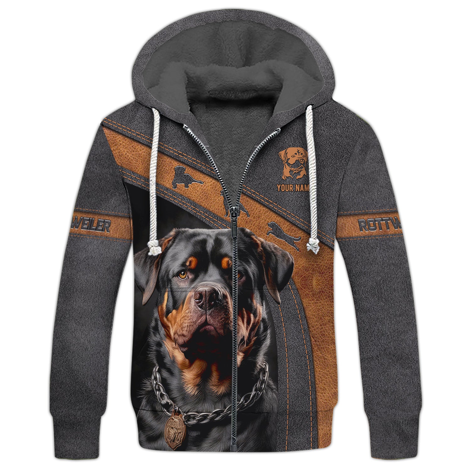 Custom Name Rottweiler 3D Zipper Hoodie Gift For Rottweiler Lovers