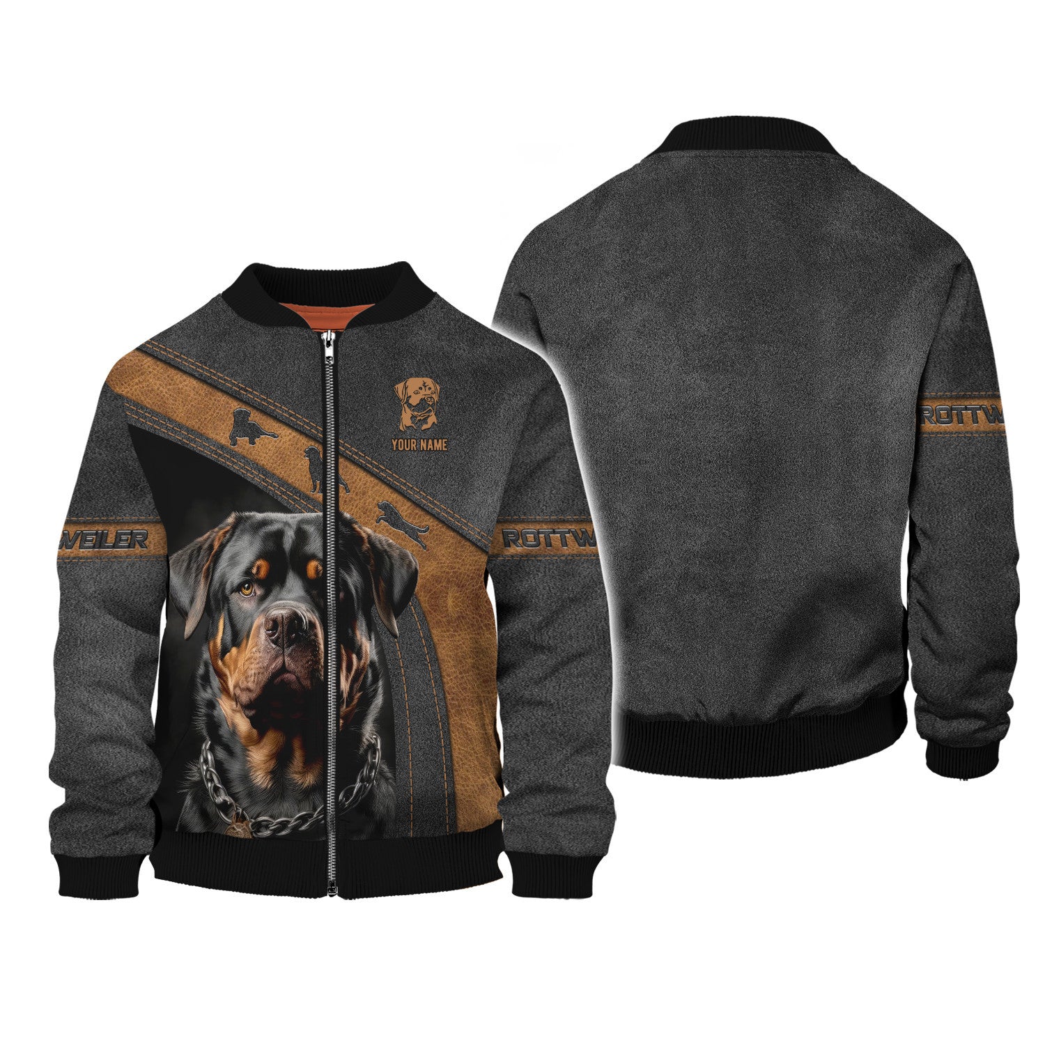 Custom Name Rottweiler 3D Zipper Hoodie Gift For Rottweiler Lovers