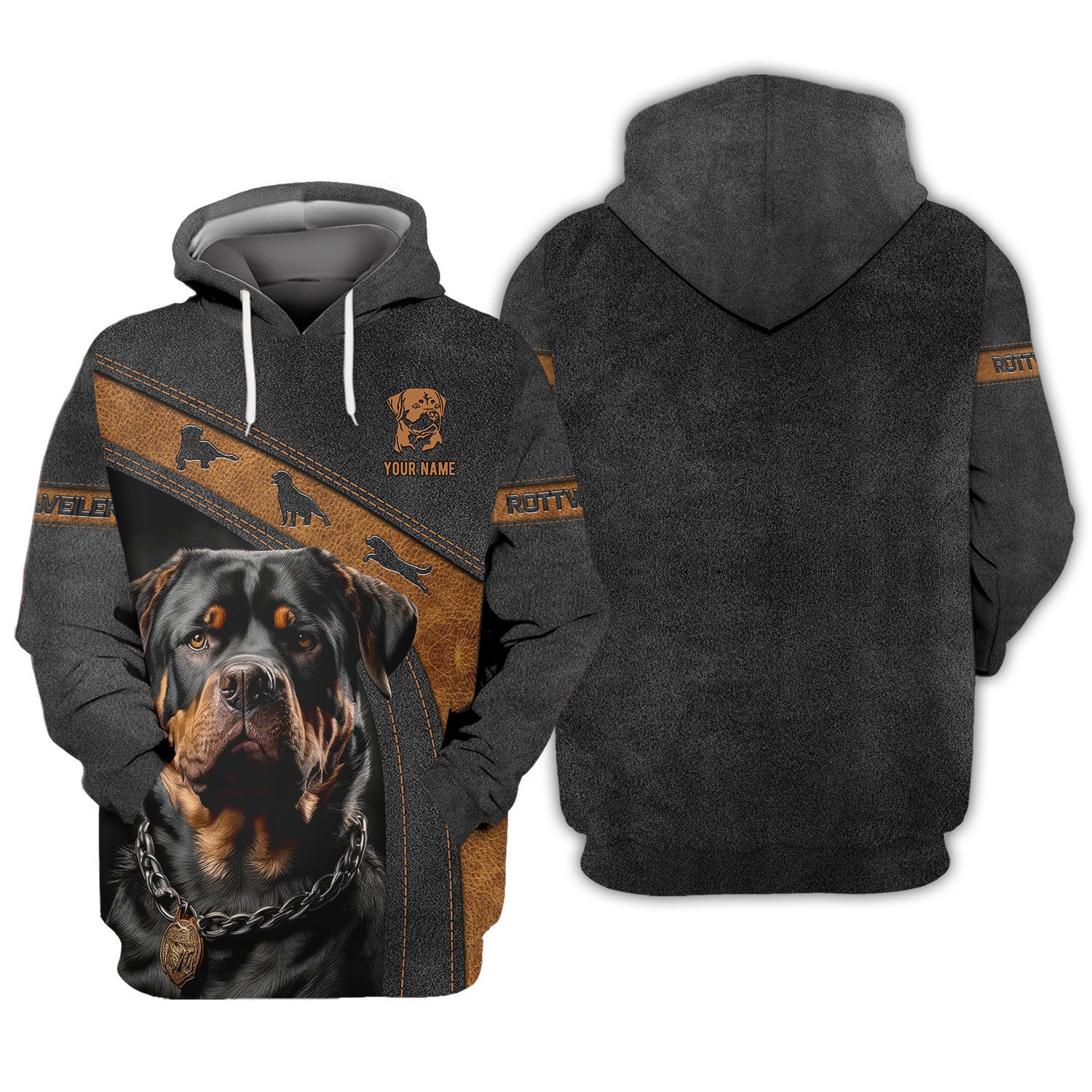 Custom Name Rottweiler 3D Zipper Hoodie Gift For Rottweiler Lovers