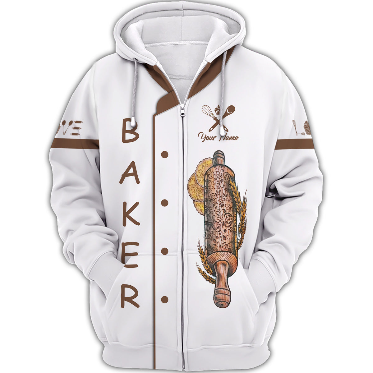 Personalized Name Baker Zipper Hoodie Custom Name Gift For Men And Woman