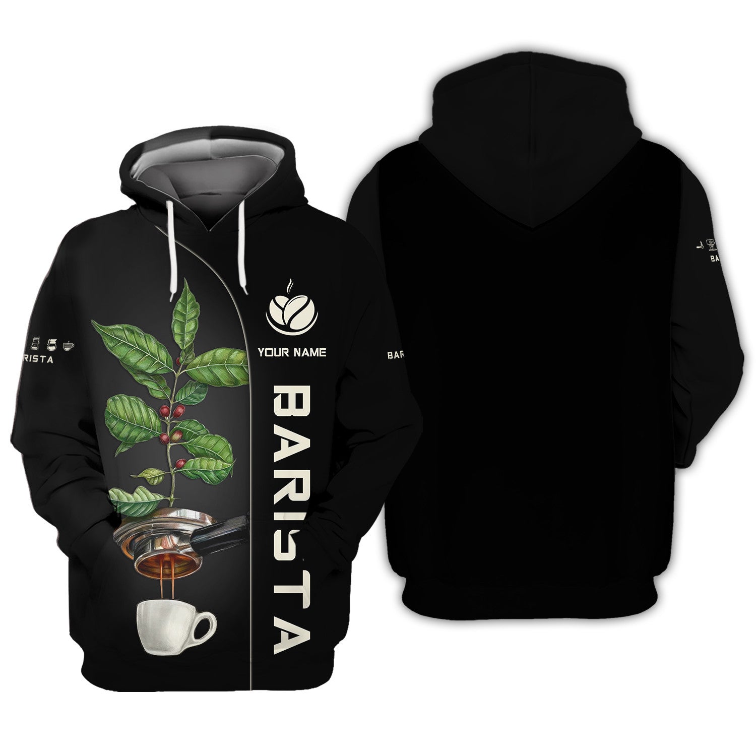 Barista Custom Name 3D Zipper Hoodie Personalized Gift For Baristas