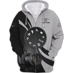 Photography Mode Custom Name 3D Zipper Hoodie Gift For Photographers