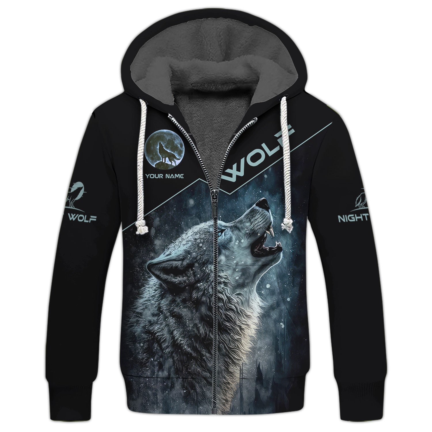 Wolf Zipper Hoodie for Men Women 3D Custom Name Print Wolves Animal Unisex Tee