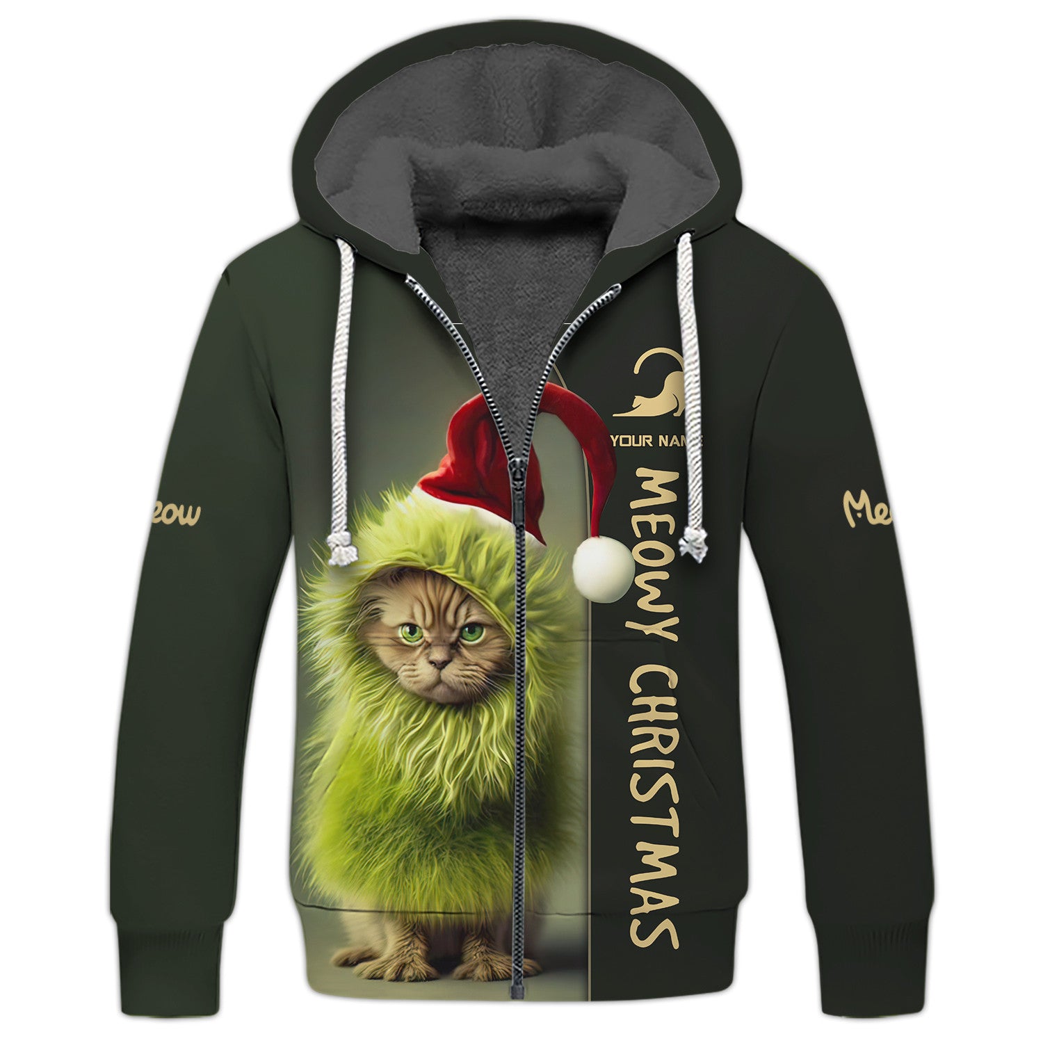 Grinchy Cat Personalized Name 3D Shirts Christmas Gift For Woman And Men