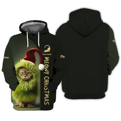 Grinchy Cat Personalized Name 3D Shirts Christmas Gift For Woman And Men