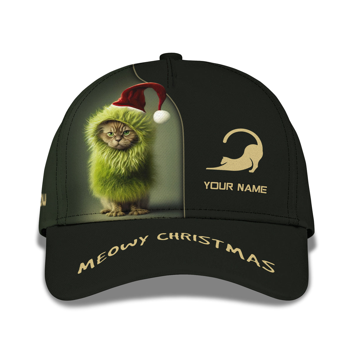 Grinchy Cat Personalized Name 3D Classic Cap Christmas Gift For Woman And Men