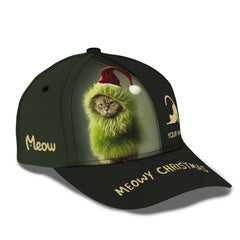 Grinchy Cat Personalized Name 3D Classic Cap Christmas Gift For Woman And Men