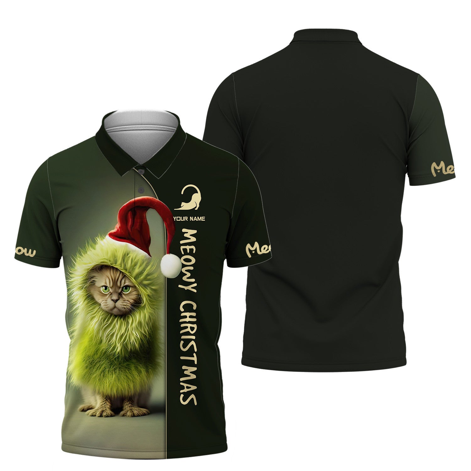 Grinchy Cat Personalized Name 3D Shirts Christmas Gift For Woman And Men