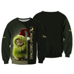 Grinchy Cat Personalized Name 3D Zipper Hoodie Christmas Gift For Woman And Men