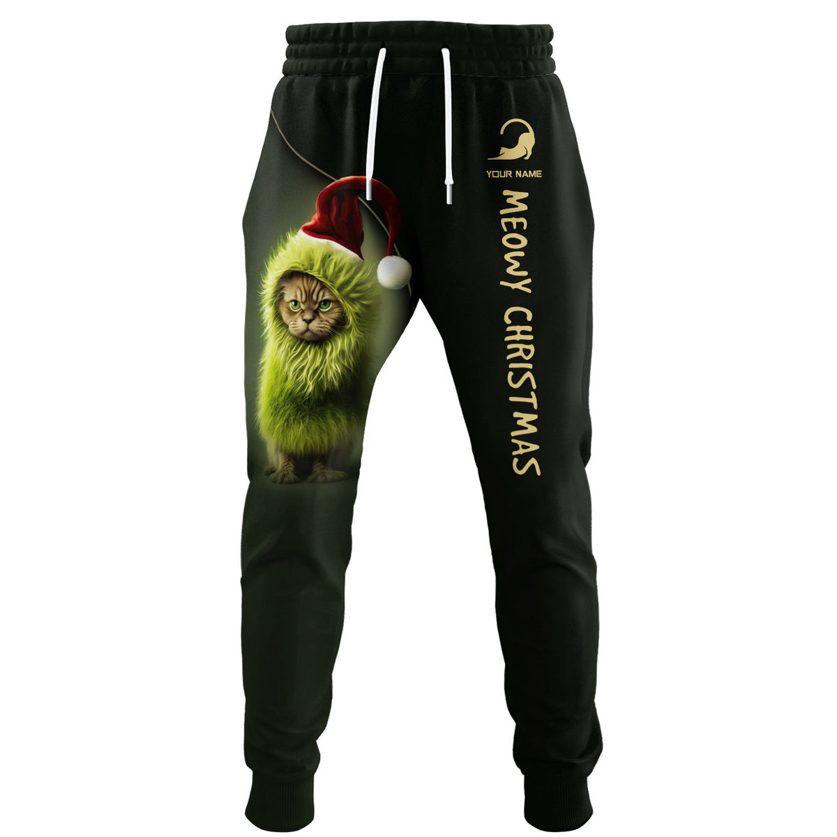 Grinchy Cat Personalized Name 3D Sweatpants Christmas Gift For Woman And Men