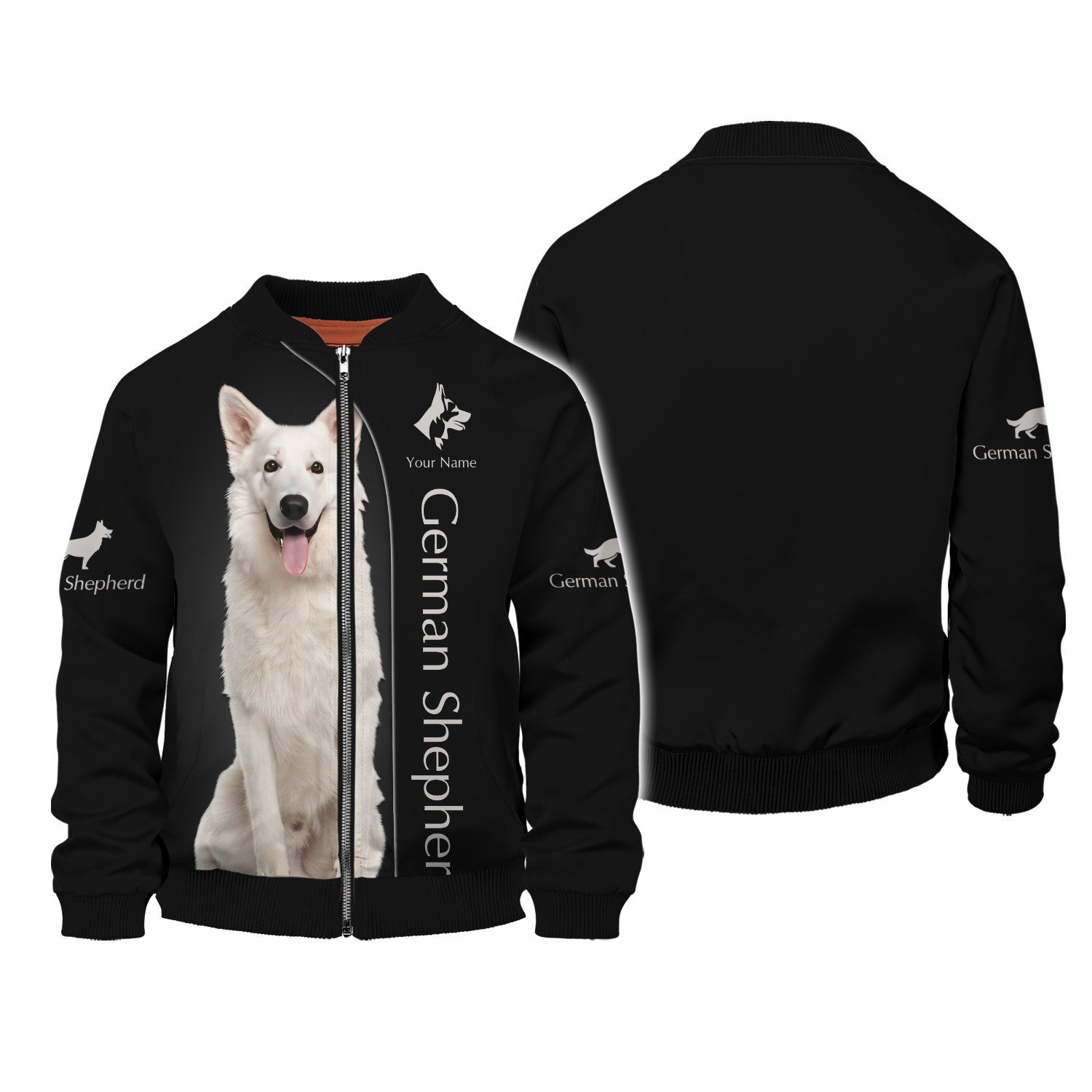 White Shepherd Custom Name 3D Zipper Hoodie Gift For German Shepherd Lovers