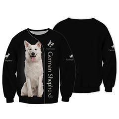 White Shepherd Custom Name 3D Zipper Hoodie Gift For German Shepherd Lovers