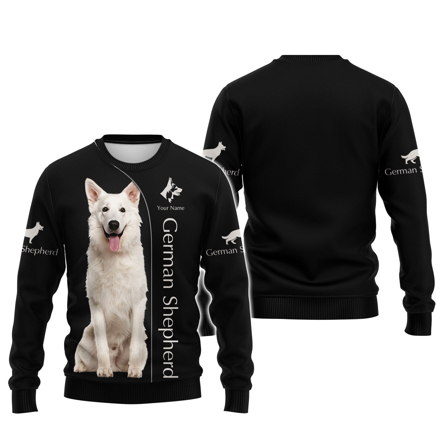 White Shepherd Custom Name 3D Zipper Hoodie Gift For German Shepherd Lovers