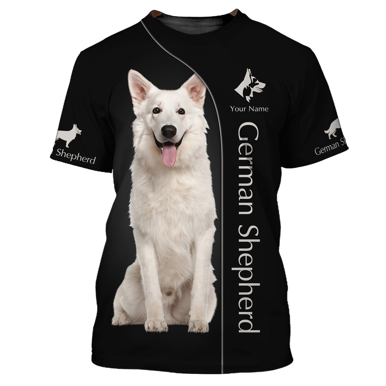 White Shepherd Custom Name 3D Zipper Hoodie Gift For German Shepherd Lovers